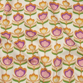 Stretch Cotton Sateen – Ivory, Pink and Yellow Floral – Tulip Twist Print – Mood Exclusive Groove Collection Stretch Cotton Sateen – Ivory, Pink and Yellow Floral – Tulip Twist Print – Mood Exclusive Groove Collection