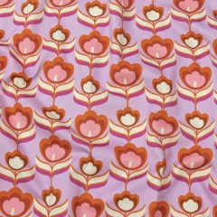 Stretch Cotton Sateen – Lavender, Pink and White Floral – Tulip Twist Print – Mood Exclusive Groove Collection Stretch Cotton Sateen – Lavender, Pink and White Floral – Tulip Twist Print – Mood Exclusive Groove Collection