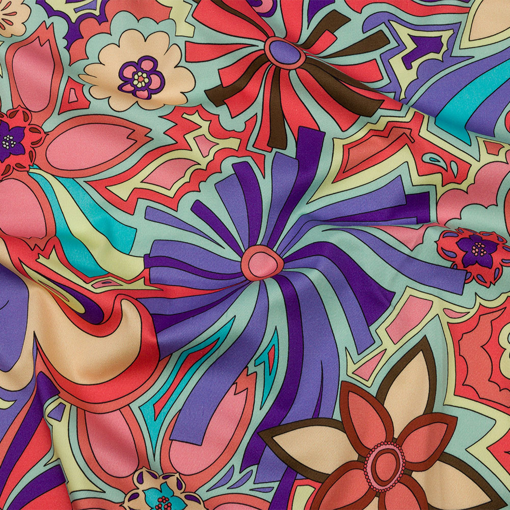 Stretch Cotton Sateen – Red and Purple Floral – Holy Grail Print – Mood Exclusive Groove Collection Stretch Cotton Sateen – Red and Purple Floral – Holy Grail Print – Mood Exclusive Groove Collection