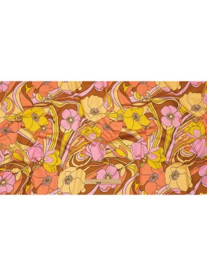Stretch Cotton Sateen – Pink and Yellow Floral – Garden Groove Print – Mood Exclusive Groove Collection Stretch Cotton Sateen – Pink and Yellow Floral – Garden Groove Print – Mood Exclusive Groove Collection