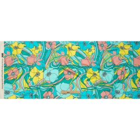 Stretch Cotton Sateen – Blue and Yellow Floral – Garden Groove Print – Mood Exclusive Groove Collection Stretch Cotton Sateen – Blue and Yellow Floral – Garden Groove Print – Mood Exclusive Groove Collection