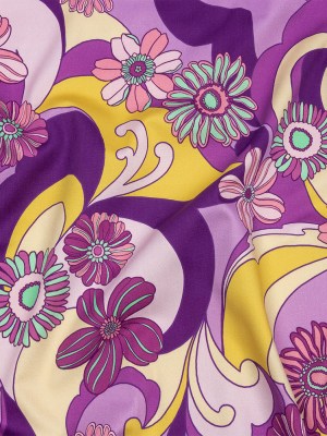 Stretch Cotton Sateen – Purple Swirls and Florals – Float Away Print – Mood Exclusive Groove Collection Stretch Cotton Sateen – Purple Swirls and Florals – Float Away Print – Mood Exclusive Groove Collection