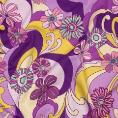 Stretch Cotton Sateen – Purple Swirls and Florals – Float Away Print – Mood Exclusive Groove Collection Stretch Cotton Sateen – Purple Swirls and Florals – Float Away Print – Mood Exclusive Groove Collection