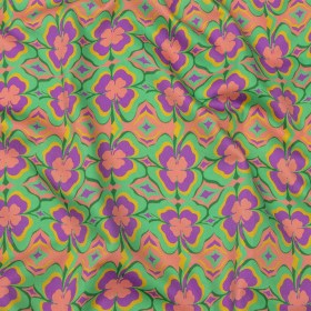 Stretch Cotton Sateen – Green and Purple Clovers – Lucky You Print – Mood Exclusive Groove Collection Stretch Cotton Sateen – Green and Purple Clovers – Lucky You Print – Mood Exclusive Groove Collection