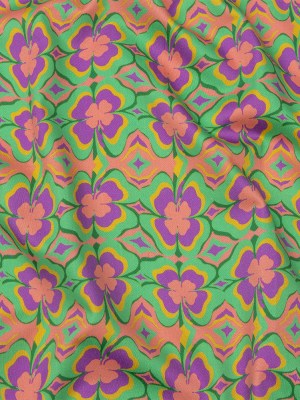 Stretch Cotton Sateen – Green and Purple Clovers – Lucky You Print – Mood Exclusive Groove Collection Stretch Cotton Sateen – Green and Purple Clovers – Lucky You Print – Mood Exclusive Groove Collection