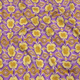 Stretch Cotton Sateen – Purple and Yellow Clovers – Lucky You Print – Mood Exclusive Groove Collection Stretch Cotton Sateen – Purple and Yellow Clovers – Lucky You Print – Mood Exclusive Groove Collection