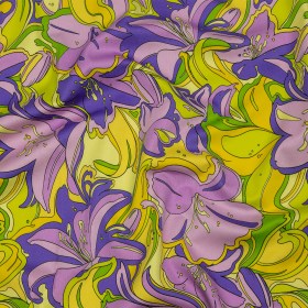 Stretch Cotton Sateen – Purple and Yellow Floral – Far Out Florals Print – Mood Exclusive Groove Collection Stretch Cotton Sateen – Purple and Yellow Floral – Far Out Florals Print – Mood Exclusive Groove Collection