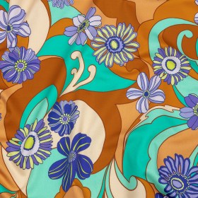 Stretch Cotton Sateen – Burnt Orange Swirls and Florals – Float Away Print – Mood Exclusive Groove Collection Stretch Cotton Sateen – Burnt Orange Swirls and Florals – Float Away Print – Mood Exclusive Groove Collection