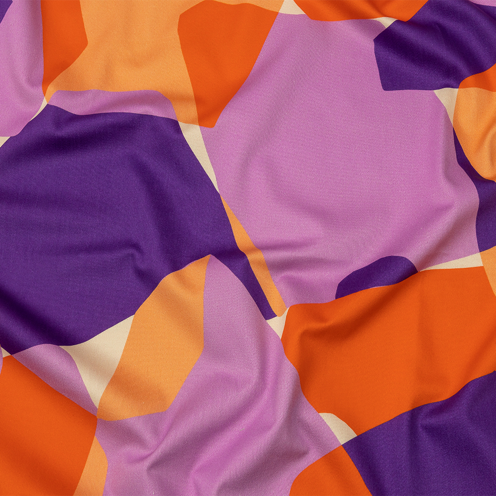 Stretch Cotton Sateen – Purple and Orange Geometric – Gemstone Jubilee Print – Mood Exclusive Groove Collection Stretch Cotton Sateen – Purple and Orange Geometric – Gemstone Jubilee Print – Mood Exclusive Groove Collection
