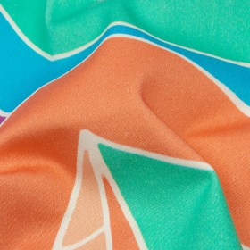 Stretch Cotton Sateen – Teal and Creamsicle Abstract – Kaleidoscope Skies Print – Mood Exclusive Groove Collection Stretch Cotton Sateen – Teal and Creamsicle Abstract – Kaleidoscope Skies Print – Mood Exclusive Groove Collection