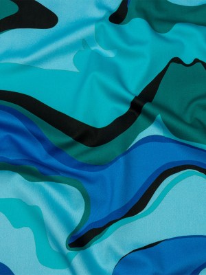 Stretch Cotton Sateen – Blue Abstract – Seen and Unseen Print – Mood Exclusive Groove Collection Stretch Cotton Sateen – Blue Abstract – Seen and Unseen Print – Mood Exclusive Groove Collection