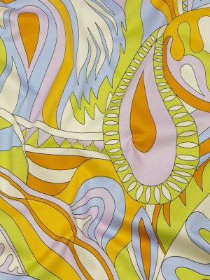Stretch Cotton Sateen – Lime, Blue and Brown Paisley and Abstract – Surf City Psychedelia Print – Mood Exclusive Groove Collection Stretch Cotton Sateen – Lime, Blue and Brown Paisley and Abstract – Surf City Psychedelia Print – Mood Exclusive Groove Collection