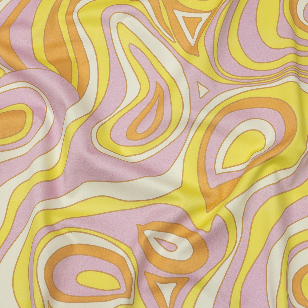 Stretch Cotton Sateen – Light Purple and Yellow Abstract – Carnival Candy Print – Mood Exclusive Groove Collection Stretch Cotton Sateen – Light Purple and Yellow Abstract – Carnival Candy Print – Mood Exclusive Groove Collection