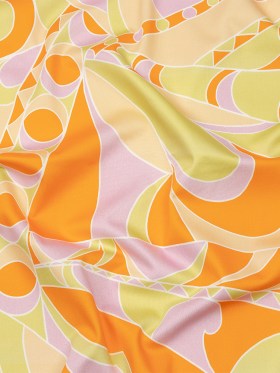 Stretch Cotton Sateen – Orange, Green and Purple Abstract – All Summer Long Print – Mood Exclusive Groove Collection Stretch Cotton Sateen – Orange, Green and Purple Abstract – All Summer Long Print – Mood Exclusive Groove Collection