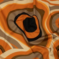 Stretch Cotton Sateen – Brown and Orange Abstract – Lava Flows Print – Mood Exclusive Groove Collection Stretch Cotton Sateen – Brown and Orange Abstract – Lava Flows Print – Mood Exclusive Groove Collection