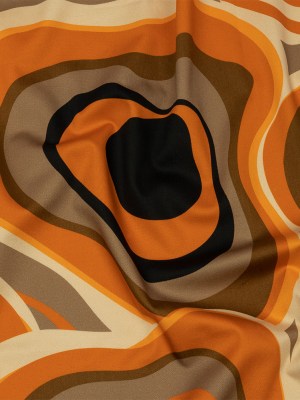 Stretch Cotton Sateen – Brown and Orange Abstract – Lava Flows Print – Mood Exclusive Groove Collection Stretch Cotton Sateen – Brown and Orange Abstract – Lava Flows Print – Mood Exclusive Groove Collection