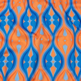 Stretch Cotton Sateen – Blue and Orange Ogees – Eye of the Storm Print – Mood Exclusive Groove Collection Stretch Cotton Sateen – Blue and Orange Ogees – Eye of the Storm Print – Mood Exclusive Groove Collection