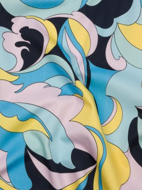 Stretch Cotton Sateen – Blue, Pink and Yellow Abstract – Magical Mystery Print – Mood Exclusive Groove Collection Stretch Cotton Sateen – Blue, Pink and Yellow Abstract – Magical Mystery Print – Mood Exclusive Groove Collection