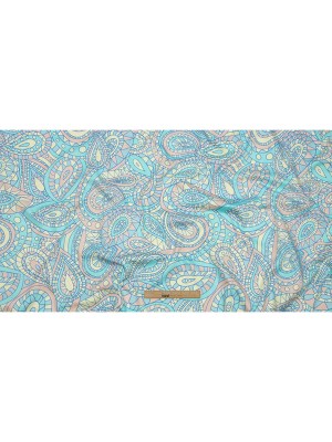 Stretch Cotton Sateen – Blue and Peach Chunky Paisley – Glass Carnival Print – Mood Exclusive Groove Collection Stretch Cotton Sateen – Blue and Peach Chunky Paisley – Glass Carnival Print – Mood Exclusive Groove Collection