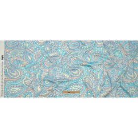 Stretch Cotton Sateen – Blue and Peach Chunky Paisley – Glass Carnival Print – Mood Exclusive Groove Collection Stretch Cotton Sateen – Blue and Peach Chunky Paisley – Glass Carnival Print – Mood Exclusive Groove Collection