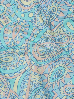 Stretch Cotton Sateen – Blue and Peach Chunky Paisley – Glass Carnival Print – Mood Exclusive Groove Collection Stretch Cotton Sateen – Blue and Peach Chunky Paisley – Glass Carnival Print – Mood Exclusive Groove Collection