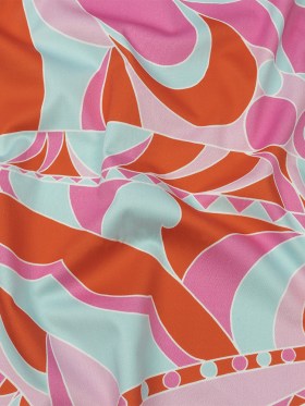 Stretch Cotton Sateen – Pink, Orange and Blue Abstract – All Summer Long Print – Mood Exclusive Groove Collection Stretch Cotton Sateen – Pink, Orange and Blue Abstract – All Summer Long Print – Mood Exclusive Groove Collection