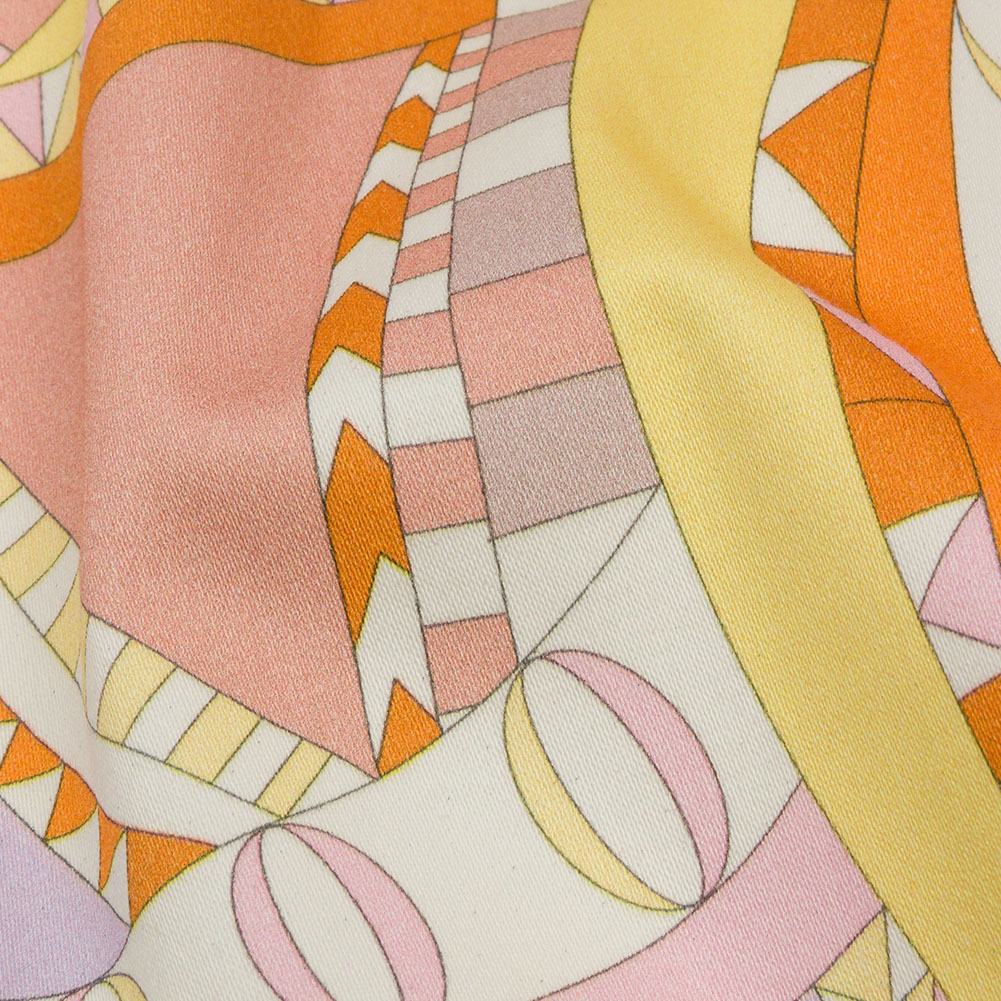 Stretch Cotton Sateen – Pink and Orange Geometric Abstract – Lizard Leap Print – Mood Exclusive Groove Collection Stretch Cotton Sateen – Pink and Orange Geometric Abstract – Lizard Leap Print – Mood Exclusive Groove Collection