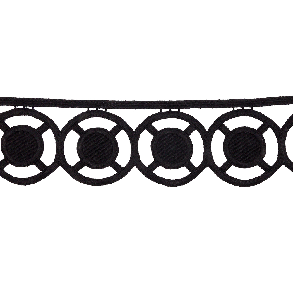 Black Big Circles Venise Lace Trim – 2.5″ Black Big Circles Venise Lace Trim – 2.5″