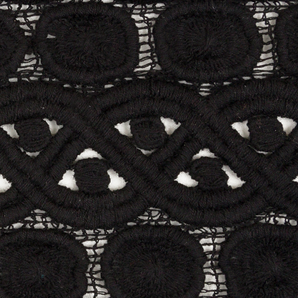 Black Braids and Dots Lace Trim - 5.5"