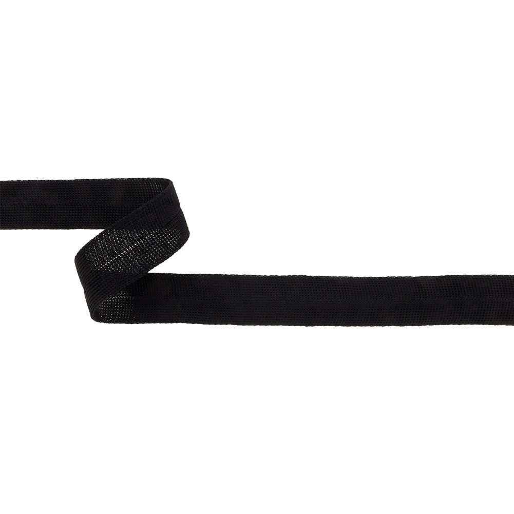 Black Cotton Knit Foldover Trim – 0.875″ Black Cotton Knit Foldover Trim – 0.875″