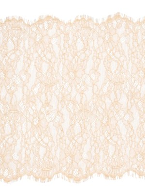 Peach Floral Scalloped Re-Embroidered Lace with Eyelash Fringe – 12.75″ Peach Floral Scalloped Re-Embroidered Lace with Eyelash Fringe – 12.75″