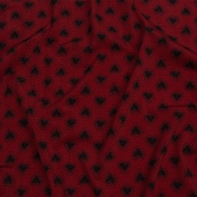 Italian Red and Black Lace Hearts Stretch Nylon Jersey Italian Red and Black Lace Hearts Stretch Nylon Jersey