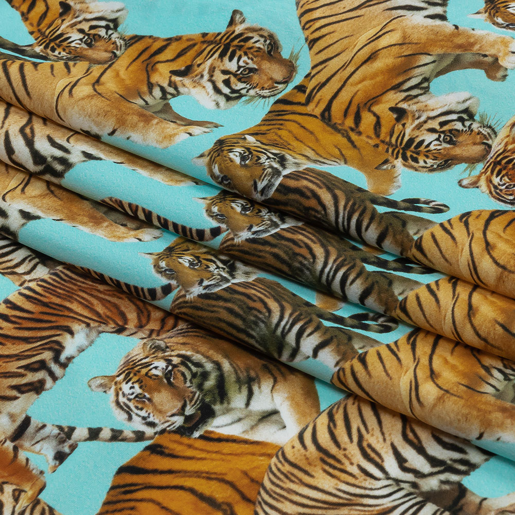 Sky Blue and Orange Tigers Stretch Nylon Jersey Sky Blue and Orange Tigers Stretch Nylon Jersey