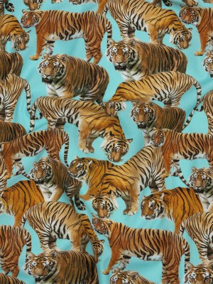 Sky Blue and Orange Tigers Stretch Nylon Jersey Sky Blue and Orange Tigers Stretch Nylon Jersey