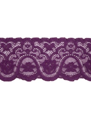Purple Rose Floral Waves Stretch Lace Trim with Scalloped Edges – 2.875″ Purple Rose Floral Waves Stretch Lace Trim with Scalloped Edges – 2.875″