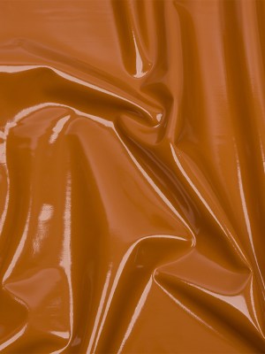 Tan Stretch Faux Patent Leather with White Viscose Jersey Backing Tan Stretch Faux Patent Leather with White Viscose Jersey Backing