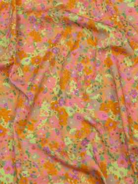 Stretch Cotton and Viscose Sateen Print – Pink and Orange Floral – Mood Exclusive Sunburst Stretch Cotton and Viscose Sateen Print – Pink and Orange Floral – Mood Exclusive Sunburst