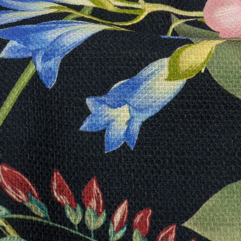 Mood Exclusive Navy Florist's Cuttings Stretch Cotton Woven
