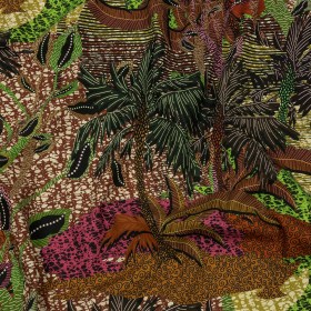 Stretch Cotton Twill Print – Brown and Green Textural Palm Trees – Mood Exclusive Island Energy Stretch Cotton Twill Print – Brown and Green Textural Palm Trees – Mood Exclusive Island Energy