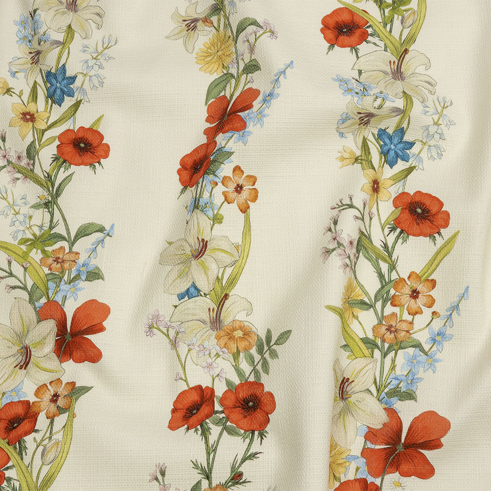 Mood Exclusive White Wildflower Fields Stretch Cotton Woven Mood Exclusive White Wildflower Fields Stretch Cotton Woven