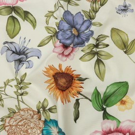 Stretch Cotton Canvas Print – White, Pink and Green Floral – Mood Exclusive Wonderland Garden Stretch Cotton Canvas Print – White, Pink and Green Floral – Mood Exclusive Wonderland Garden