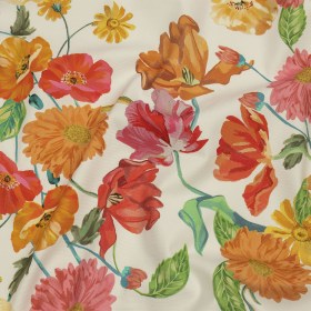 Stretch Cotton Canvas Print – White, Pink and Orange Floral – Mood Exclusive Garden Glory Stretch Cotton Canvas Print – White, Pink and Orange Floral – Mood Exclusive Garden Glory