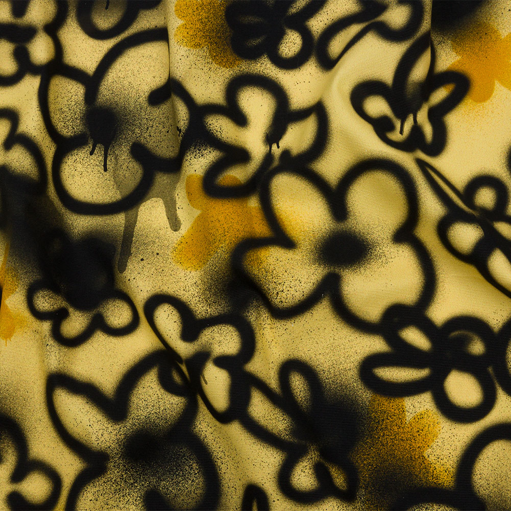 Stretch Cotton Canvas Print – Yellow and Black Spraypaint Floral – Mood Exclusive Street Sketch Stretch Cotton Canvas Print – Yellow and Black Spraypaint Floral – Mood Exclusive Street Sketch