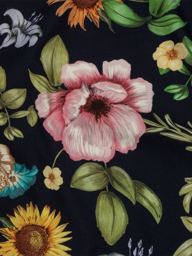 Stretch Cotton Canvas Print – Navy, Pink and Green Floral – Mood Exclusive Wonderland Garden Stretch Cotton Canvas Print – Navy, Pink and Green Floral – Mood Exclusive Wonderland Garden