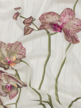 Mood Exclusive White Spotted Moth Orchid Metallic Pinstriped Viscose Dobby Mood Exclusive White Spotted Moth Orchid Metallic Pinstriped Viscose Dobby