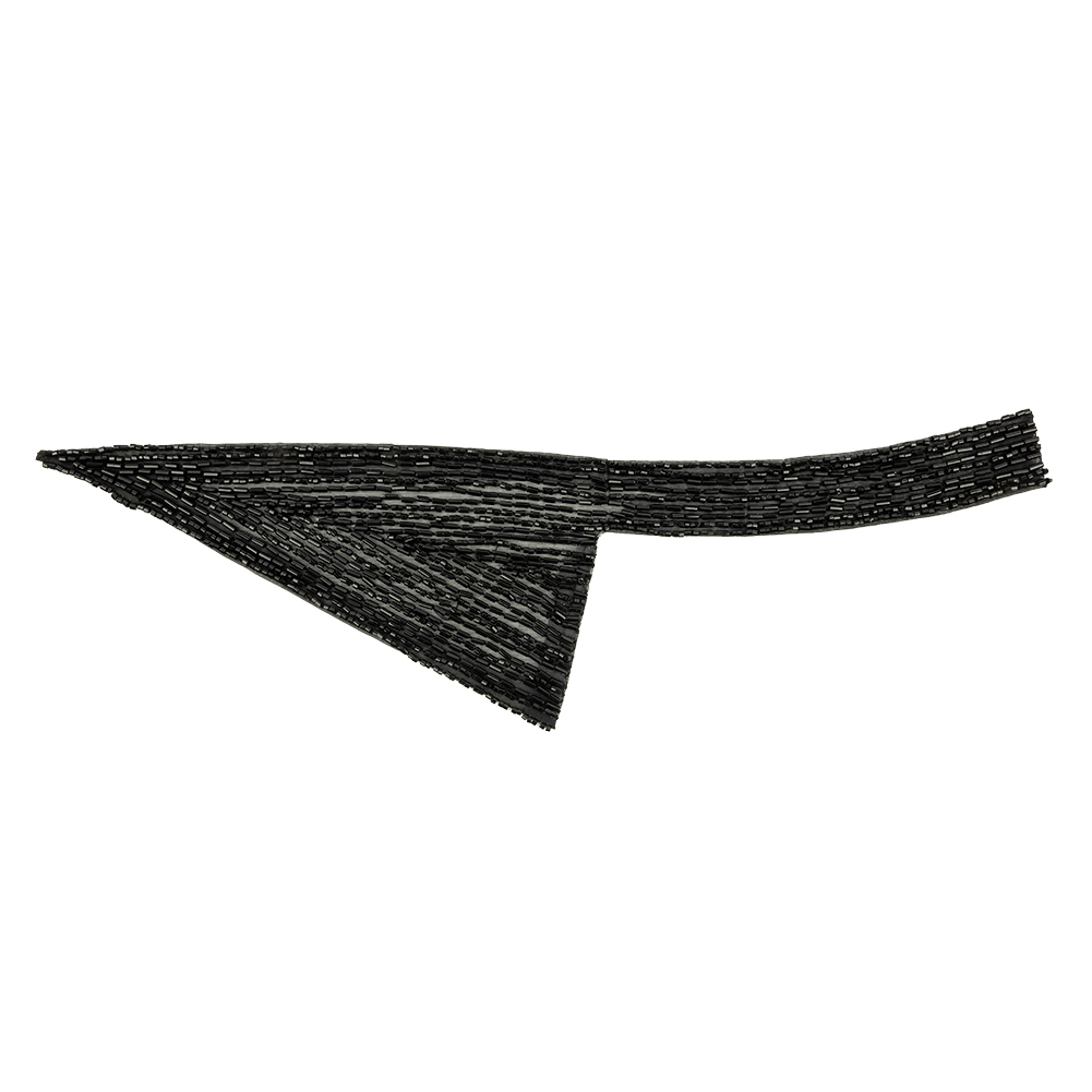 Vintage Black Geometric Glass Beaded Right Lapel Applique – 13″ x 3.625″ Vintage Black Geometric Glass Beaded Right Lapel Applique – 13″ x 3.625″