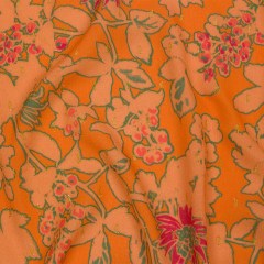 Crinkled Viscose Crepe Print with Metallic Dots – Orange Floral – Mood Exclusive Tree Line Trove Crinkled Viscose Crepe Print with Metallic Dots – Orange Floral – Mood Exclusive Tree Line Trove