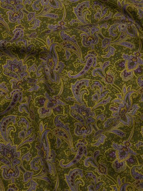 Japanese Moss, Yellow and Lilac Paisley Cotton Woven Japanese Moss, Yellow and Lilac Paisley Cotton Woven