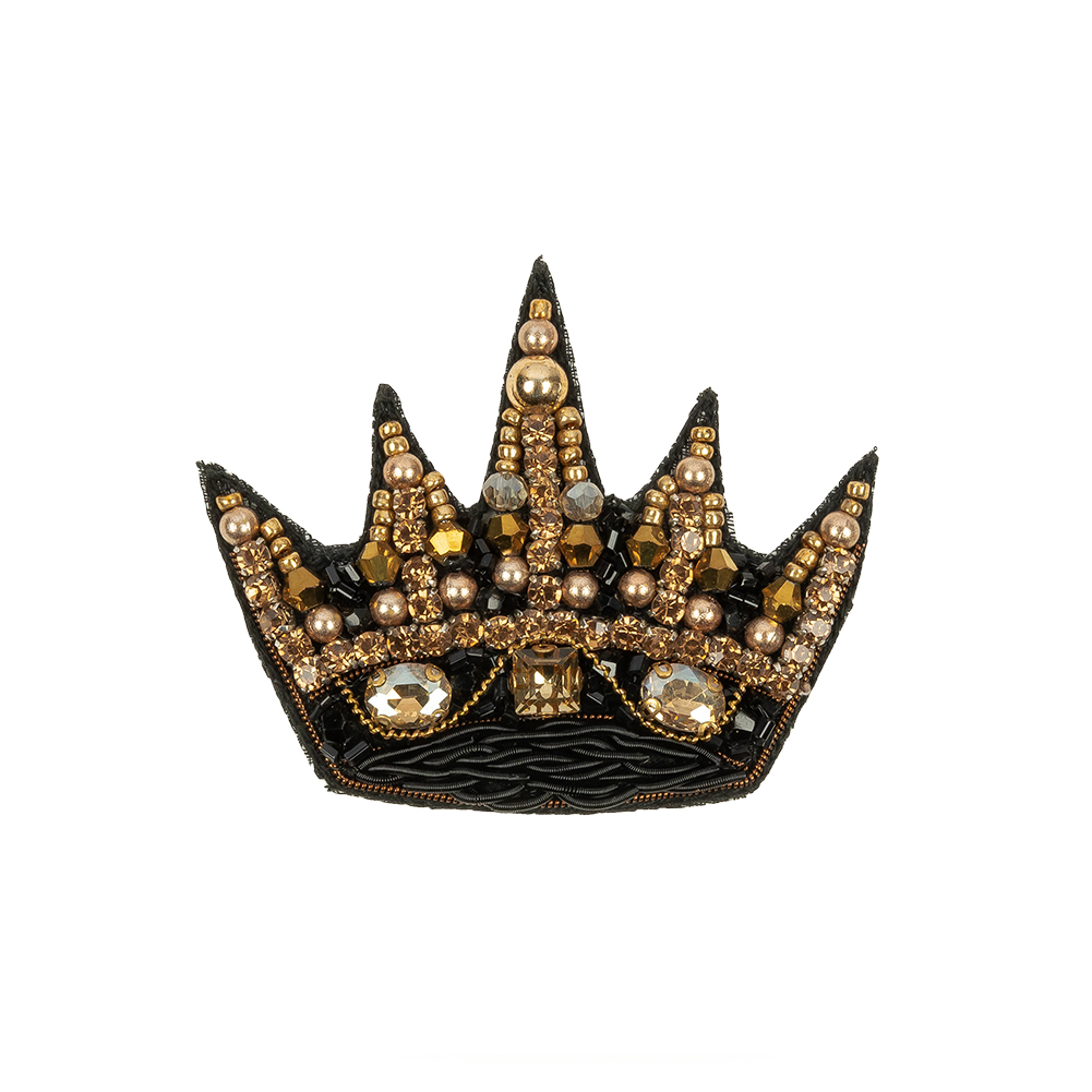 Black and Gold Crown Rhinestone and Glass Beaded Applique – 2.125″ x 2.5″ Black and Gold Crown Rhinestone and Glass Beaded Applique – 2.125″ x 2.5″