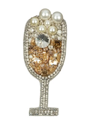 Pearl, Crystal and Topaz Champagne Flute Rhinestones and Glass Beaded Applique – 3.375″ x 1.375″ Pearl, Crystal and Topaz Champagne Flute Rhinestones and Glass Beaded Applique – 3.375″ x 1.375″